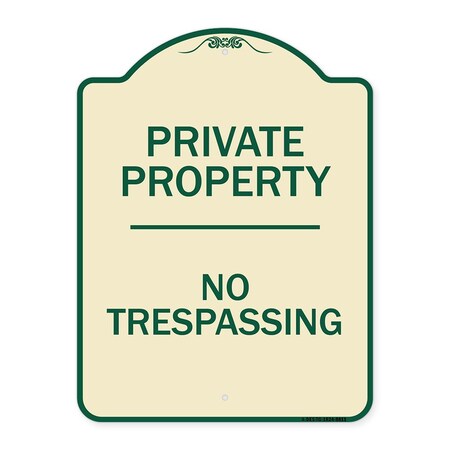 Designer Series Sign-No Trespassing, Tan & Green Heavy-Gauge Aluminum